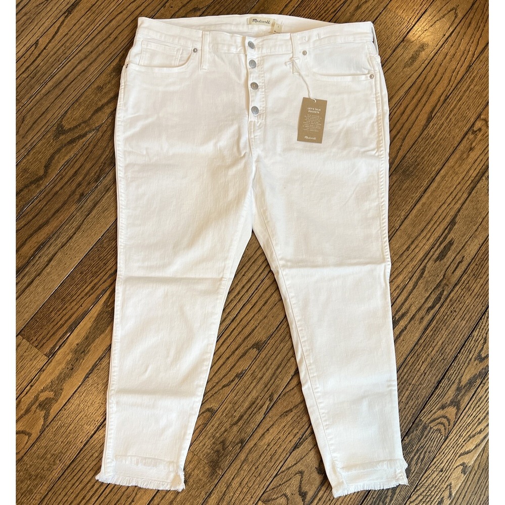 NWT Madewell Women's White High Rise Skinny Button‎ Fly Jeans Size 35 P  Plus